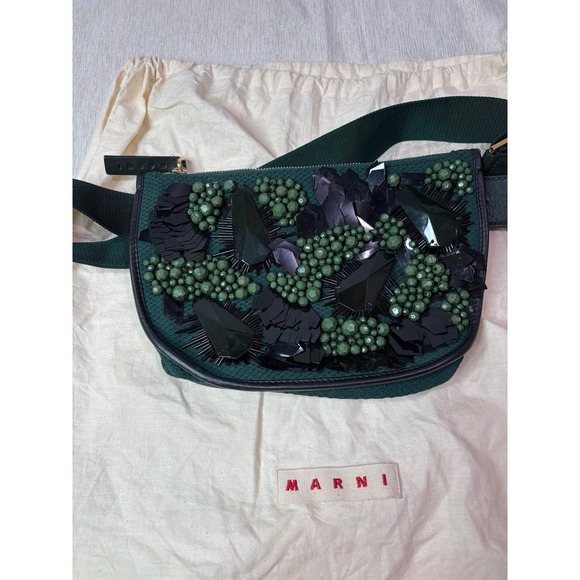 Green and Black embellished Marni belt bag - Picture 2 of 9